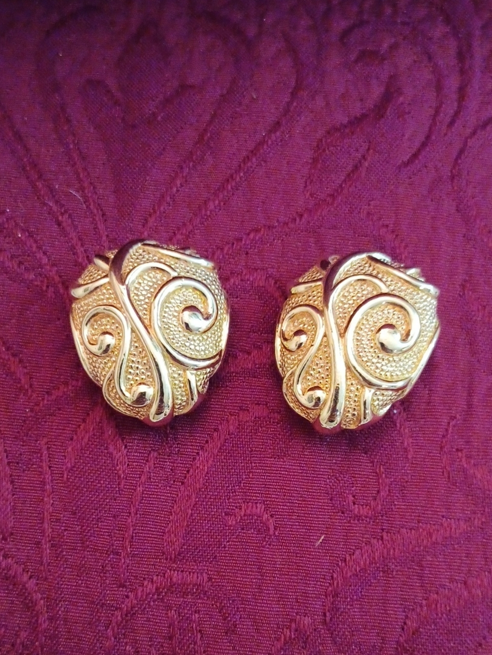 Gold-Tone Swirl Clip-On Earrings For Avon By Jose Maria Barrera